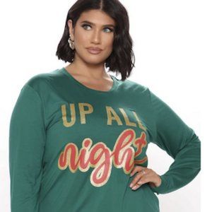 🎄NWOT Fashion Nova-Women Up All Night PJ Jogger Set - Green & Red/combo🎄